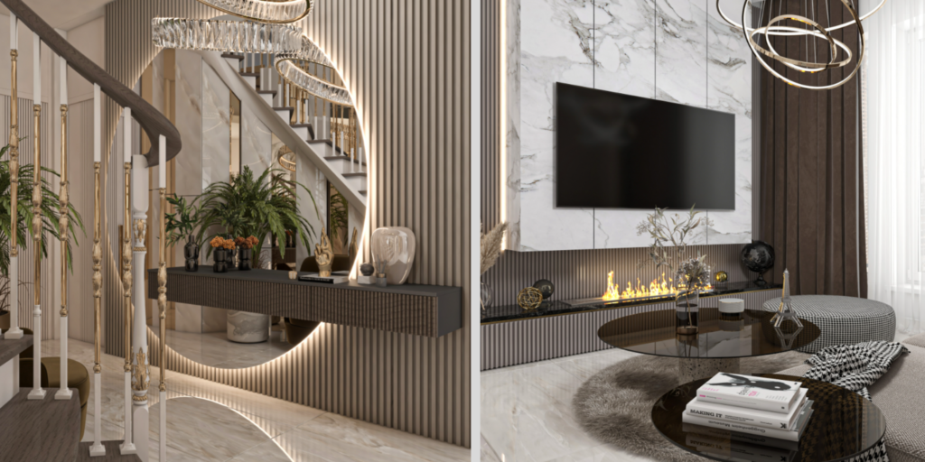 Luxury Interior Design Plano TX showcasing a custom luxury home with elegant residential interior design by Dazoro Designs