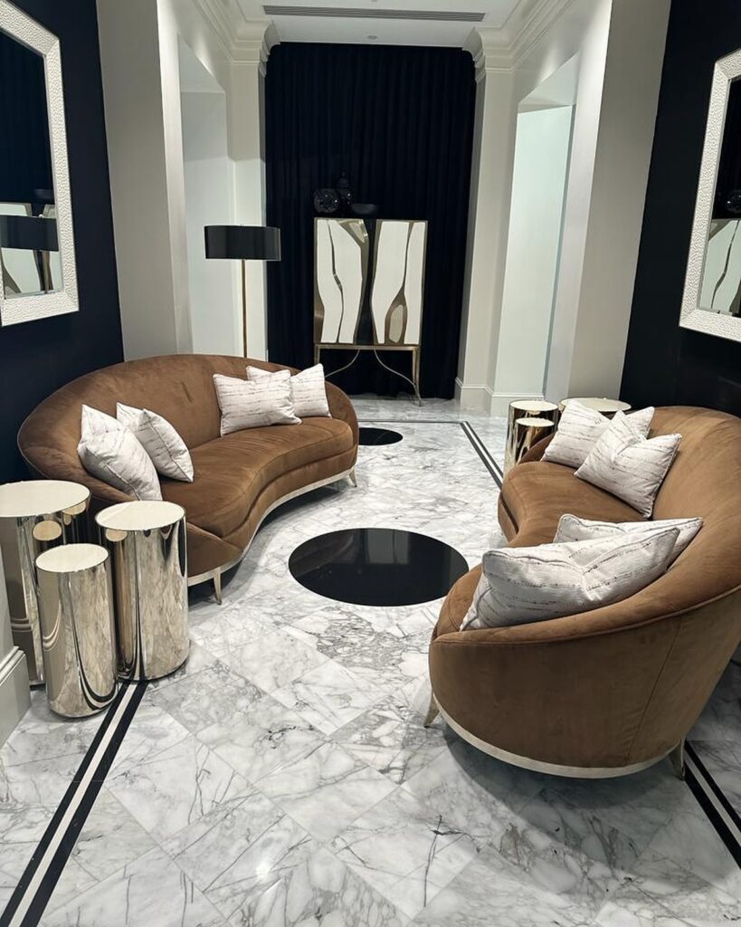 Luxury interior designer creating an elegant living room design in Preston Hollow Dallas