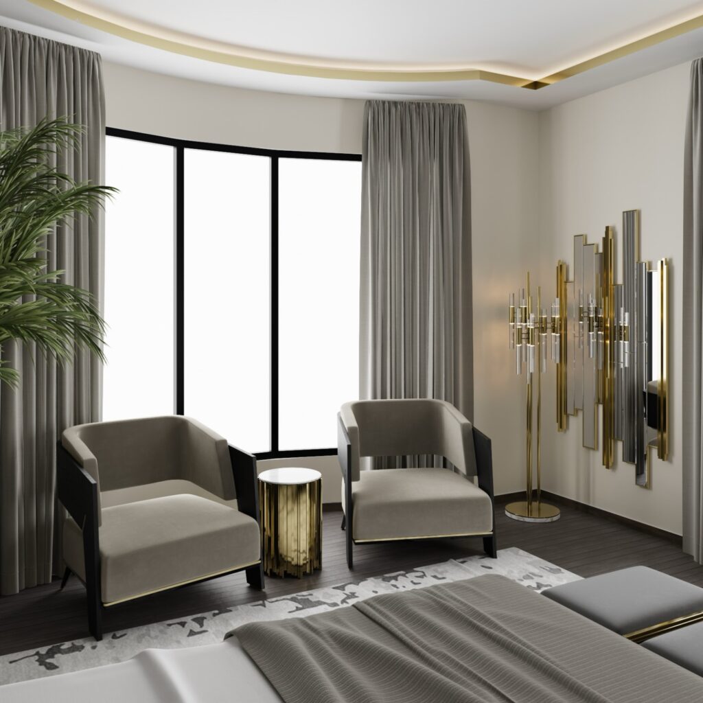 Luxury bedroom interior created for a custom home design in Westlake